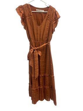 Marie Oliver Rust Tie-Waist Maxi Dress